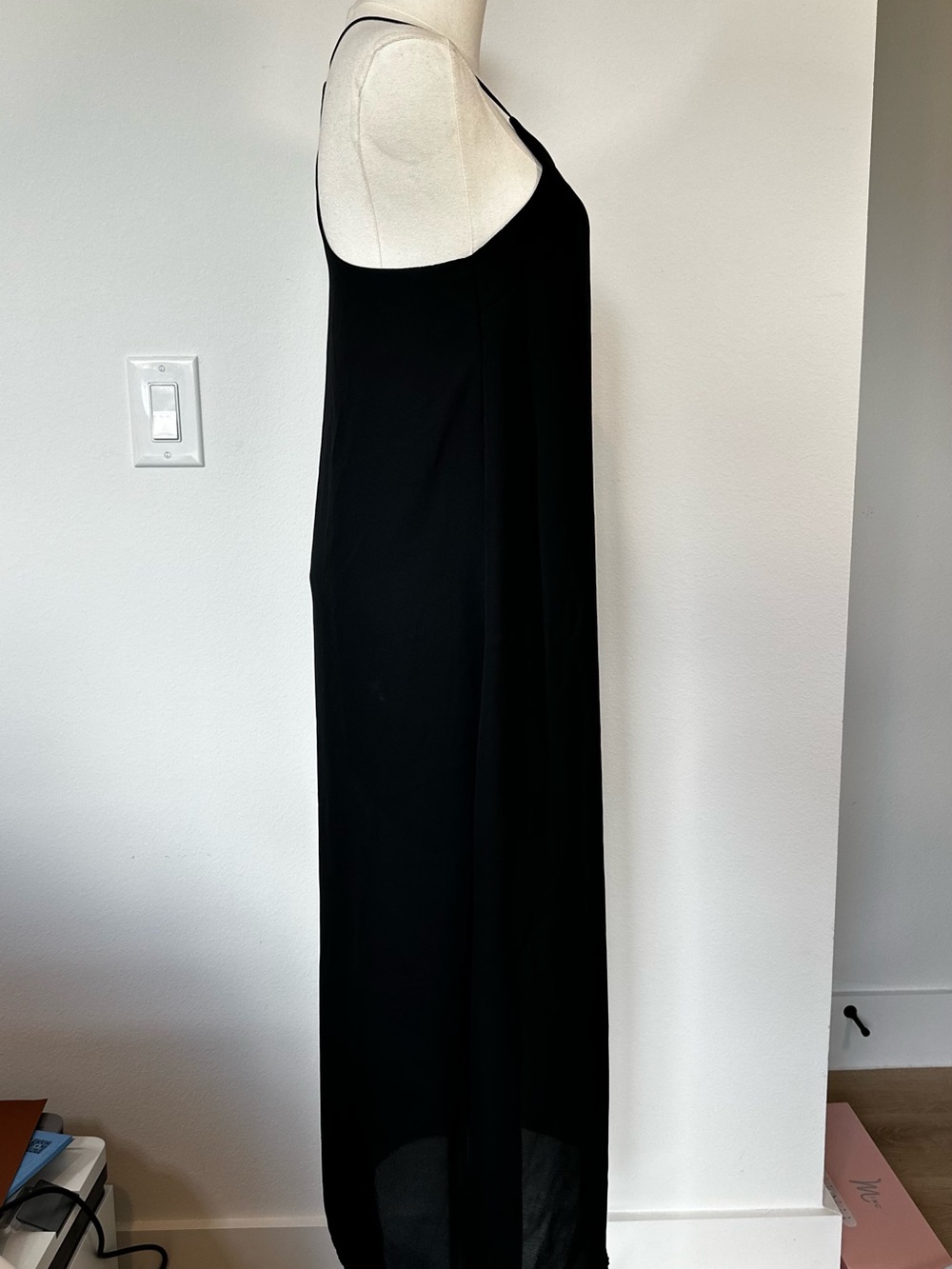 SILENCE + NOISE Black Halter Racerback Midi Slip Dress - Picture 3 of 8
